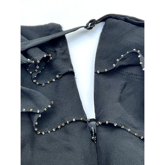 INC International Concepts, Size 8, BLACK RUFFLED BEADED TOP - Picture 3 of 4